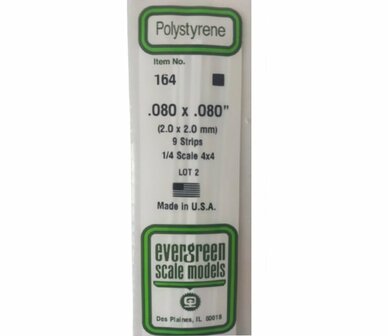Evergreen modelbouw strip 2x2 mm